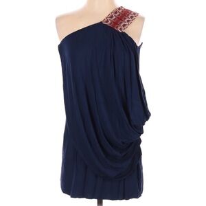 T-Bags Los Angeles One Shoulder Dress Blue Embroidered Strap Size‎ XS